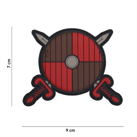 Patch - Viking shield + 2 swords red/brown